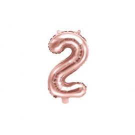 PALLONCINO PICCOLO MYLAR NUMERO "2" ROSA GOLD - 35cm