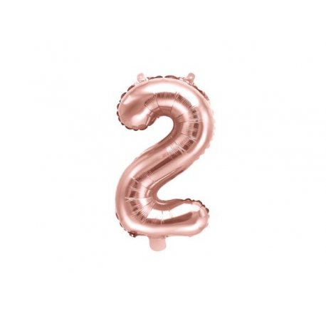 PALLONCINO PICCOLO MYLAR NUMERO \\"2\\" ROSA GOLD - 35cm