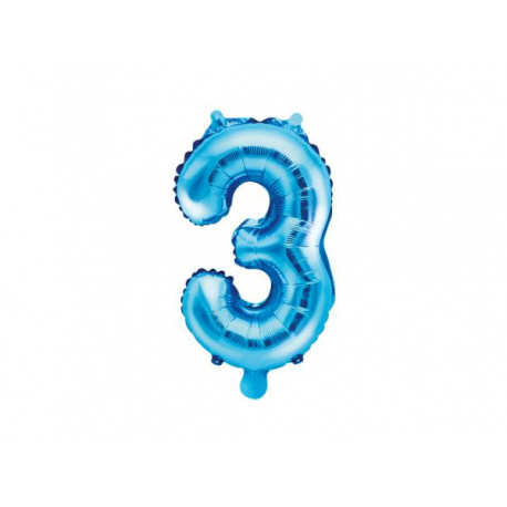 PALLONCINO PICCOLO MYLAR NUMERO \\"3\\" BLU - 35cm