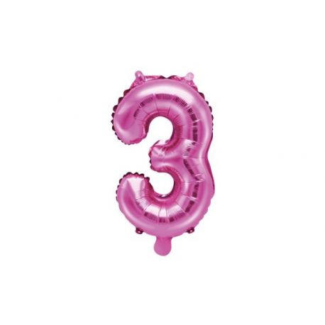 PALLONCINO PICCOLO MYLAR NUMERO \\"3\\" FUCSIA - 35cm