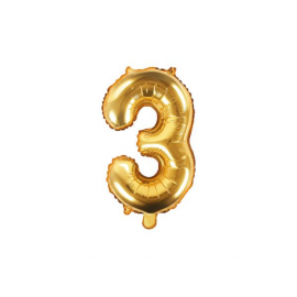 PALLONCINO PICCOLO MYLAR NUMERO "3" ORO - 35cm