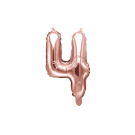 PALLONCINO PICCOLO MYLAR NUMERO \\"4\\" ROSA GOLD - 35cm