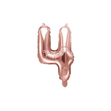 PALLONCINO PICCOLO MYLAR NUMERO \\"4\\" ROSA GOLD - 35cm