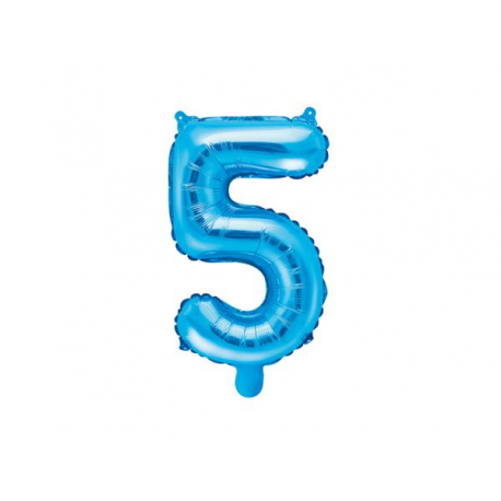 PALLONCINO PICCOLO MYLAR NUMERO \\"5\\" BLU - 35cm