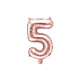 PALLONCINO PICCOLO MYLAR NUMERO "5" ROSA GOLD - 35cm
