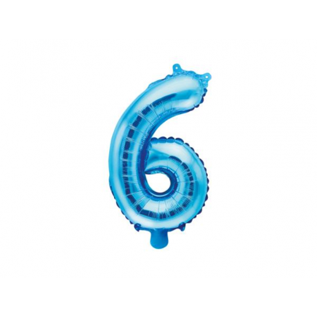 PALLONCINO PICCOLO MYLAR NUMERO \\"6\\" BLU - 35cm