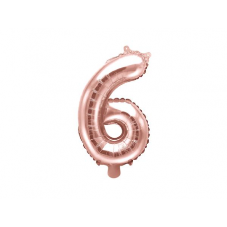 PALLONCINO PICCOLO MYLAR NUMERO \\"6\\" ROSA GOLD - 35cm