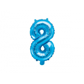 PALLONCINO PICCOLO MYLAR NUMERO "8" BLU - 35cm