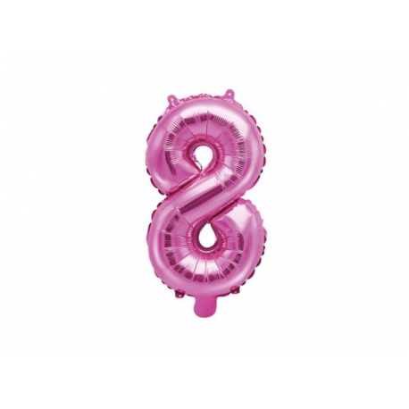 PALLONCINO PICCOLO MYLAR NUMERO \\"8\\" FUCSIA - 35cm