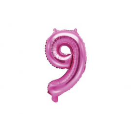 PALLONCINO PICCOLO MYLAR NUMERO "9" FUCSIA - 35cm