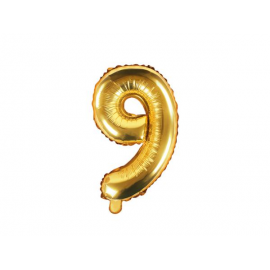 PALLONCINO PICCOLO MYLAR NUMERO \\"9\\" ORO - 35cm