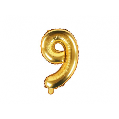 PALLONCINO PICCOLO MYLAR NUMERO \\"9\\" ORO - 35cm