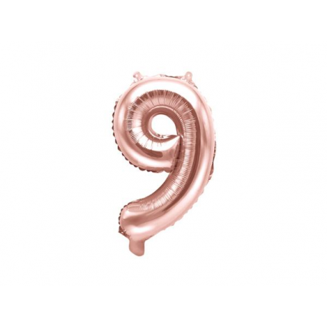 PALLONCINO PICCOLO MYLAR NUMERO \\"9\\" ROSA GOLD - 35cm