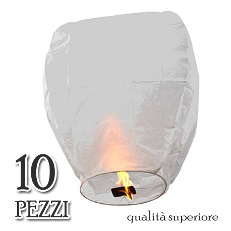 10 LANTERNE VOLANTI BIANCHE GRANDI - PROFESSIONAL (Sky Lantern White)