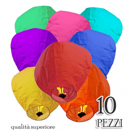 10 LANTERNE VOLANTI COLORI ASSORTITI GRANDI - PROFESSIONAL (Sky Lantern Multicolors)