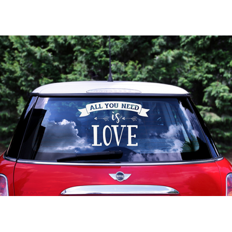 ADESIVI PER MACCHINA SPOSI - \\"All you need is Love\\" 33x45cm