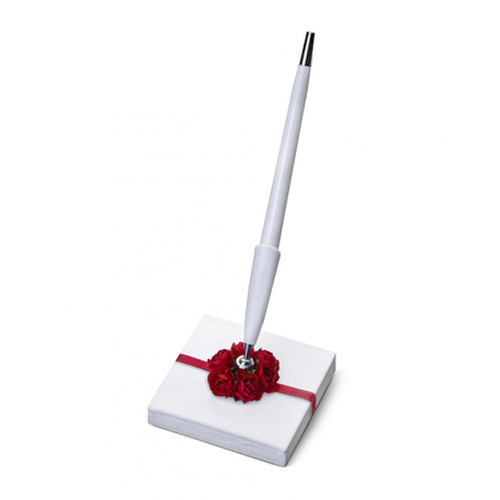 PENNA PER RICEVIMENTO NUZIALE 8x8x16cm - ROSE ROSSE