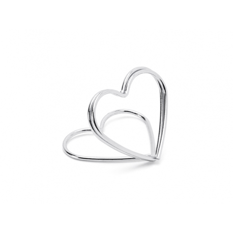 PORTA SEGNAPOSTO - CUORI ARGENTO - 10 Pezzi (2,5cm)